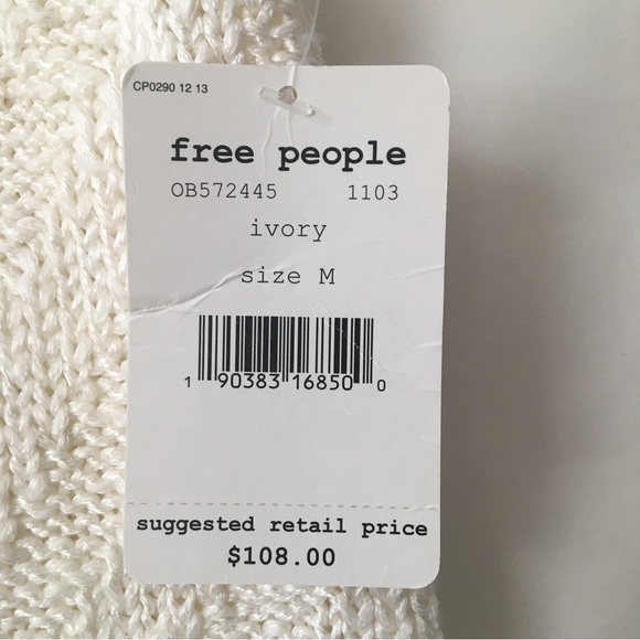 Free People Chevron Tank top Knit Sweater Ivory Size Medium - Picture 11 of 14